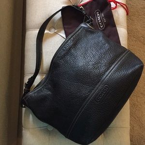 Coach black pebble leather handbag